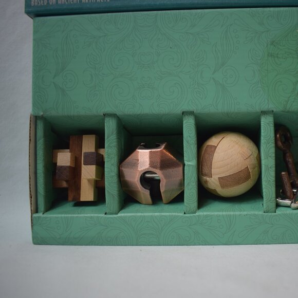 NIB 2019 True Genius Ancient Treasures 5 Wood and Metal Brainteaser Puzzles - Picture 2 of 5